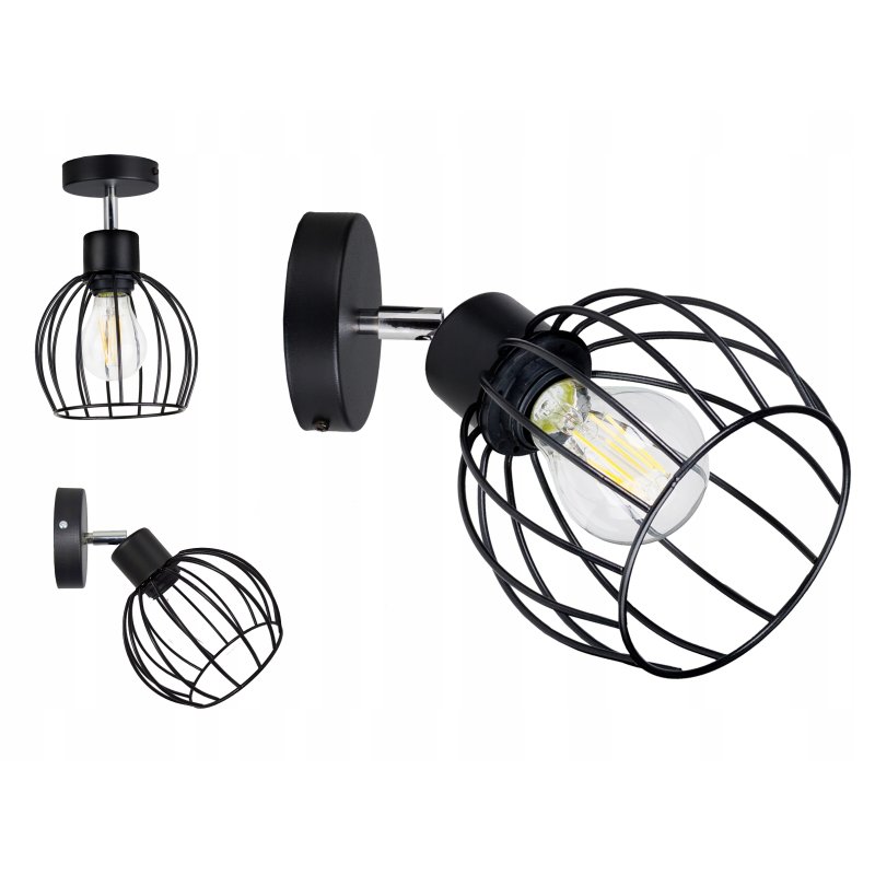 LAMPA KINKIET ŚCIENNY regulowany loft KULA drut 1