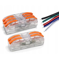 Złączka szybka zasisk przelotowa 5-torowa łącznik do taśm led RGBW cob smd