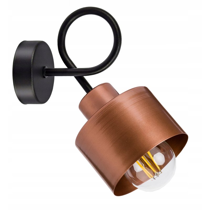 Lampa kinkiet E27 ścienny stały loft metal miedź