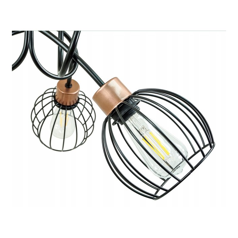 Lampa SUFITOWA żyrandol WISZĄCA LOFT drut KULA 3