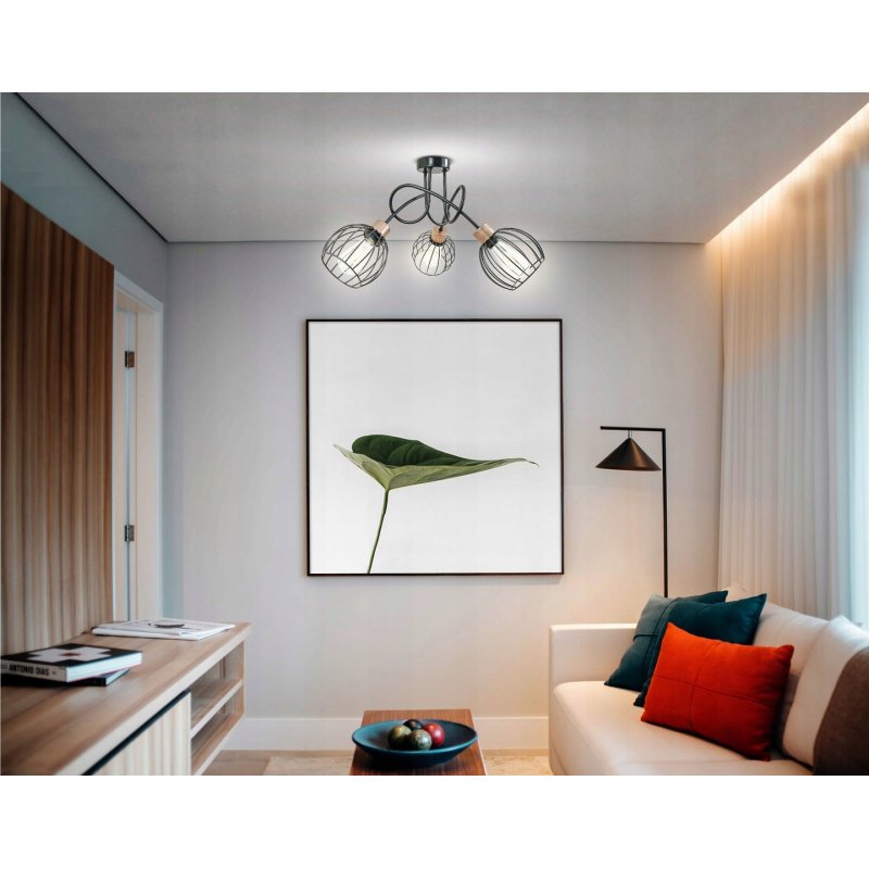 Lampa SUFITOWA żyrandol WISZĄCA LOFT drut KULA 3
