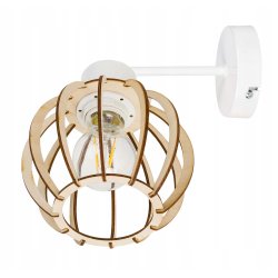 LAMPA KINKIET E27 ścienny stały loft drewno KULA