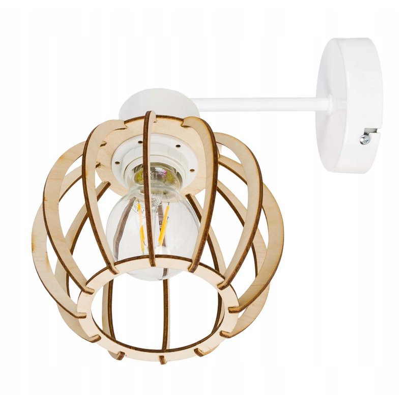 LAMPA KINKIET E27 ścienny stały loft drewno KULA