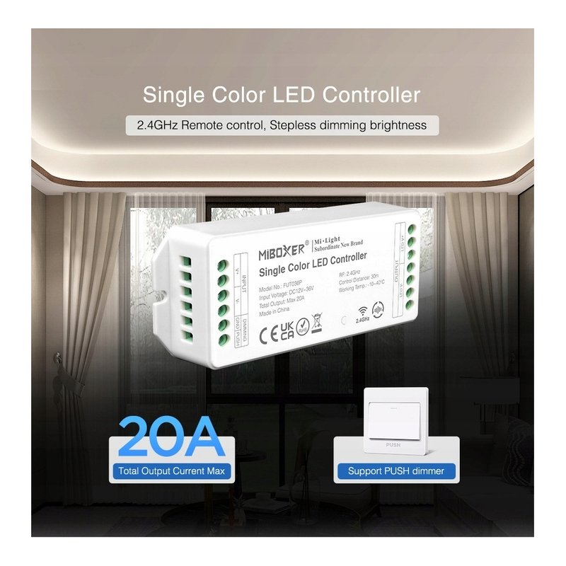 Sterownik stref Milight FUT036P taśm led mono 20A