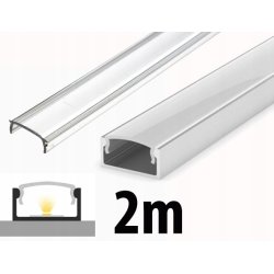 2mb Profil ALUMINIOWY nawierzchniowy typ A P4-1 srebrny do taśm led + KLOSZ