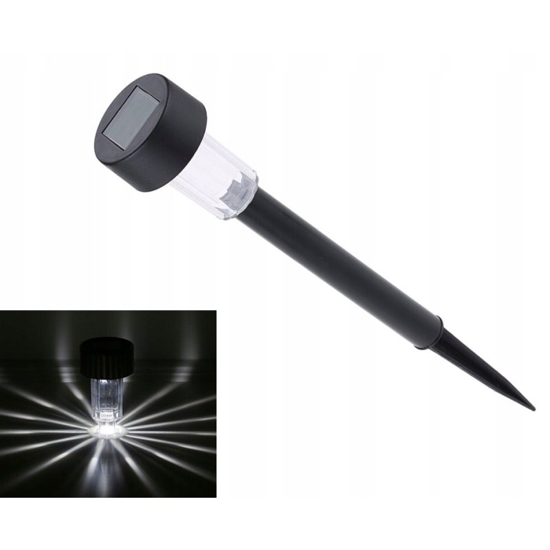 Lampka ogrodowa SOLARNA mała czarna LAMPA wbijana LED barwa ZIMNA