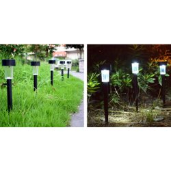 Lampka ogrodowa SOLARNA mała czarna LAMPA wbijana LED barwa ZIMNA