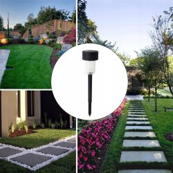 Lampka ogrodowa SOLARNA mała czarna LAMPA wbijana LED barwa ZIMNA