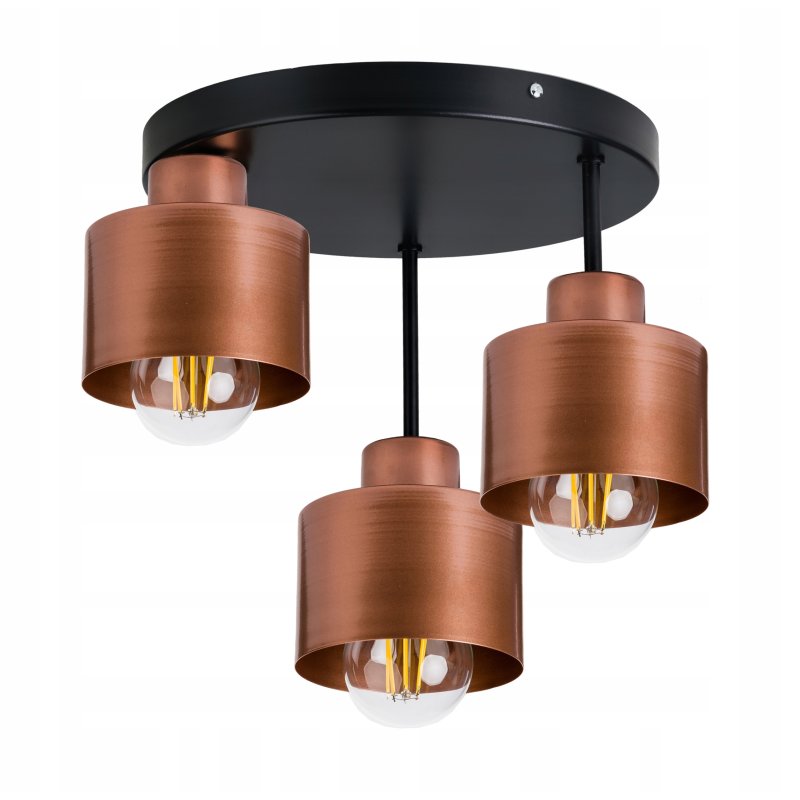 Lampa plafon sufitowa żyrandol loft miedź na 3 E27
