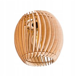 LAMPA WISZĄCA sufitowa żyrandol ZWIS klosz BECZUŁKA drewno na 3x E27