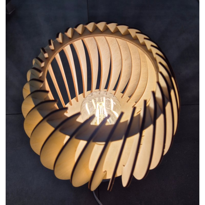 LAMPA WISZĄCA sufitowa żyrandol ZWIS klosz BECZUŁKA drewno na 3x E27