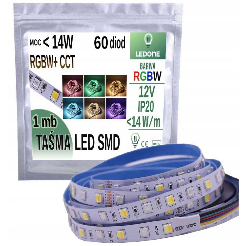 TAŚMA LED PREMIUM RGB + CCT naprzemienna rgbw 12V 5050 IP20 300diod 1mb