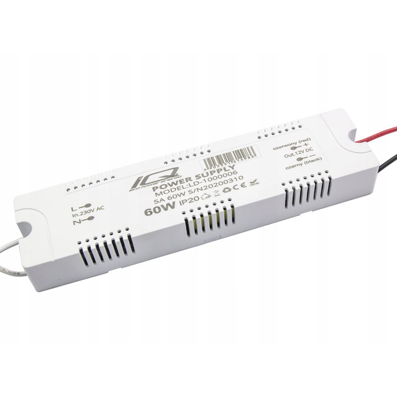 ZASILACZ MEBLOWY MINI PLA 12V 5A 60W IP20 taśm led