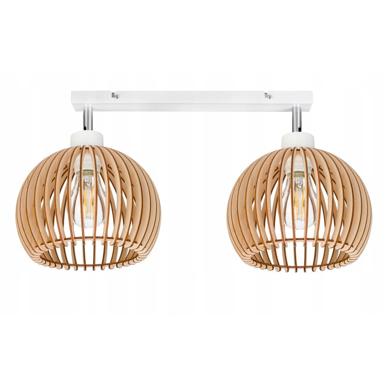 Lampa plafon żyrandol ruchomy sufitowa LOFT klosz kula 36 Drewno na 2x e27