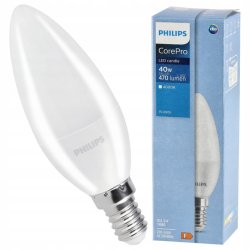 Żarówka LED E14 PHILIPS 5W  40W 470lm Barwa 4000k Świeczka Corepro Premium