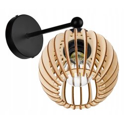 Lampa kinkiet E27 ścienny stały loft kula drewno