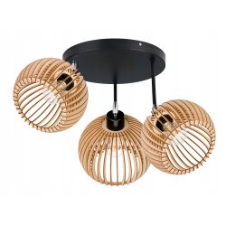 Lampa plafon żyrandol ruchomy wysoki sufitowa LOFT klosz kula 36 Drewno E27