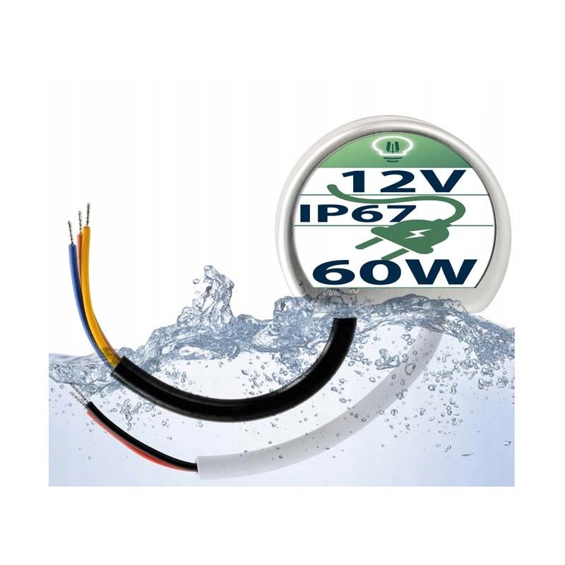 Zasilacz do puszki fi60 do taśm LED 12V 60W 5A dopuszkowy IP67 hermetyk