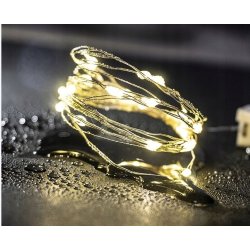 Lampki choinkowe CIEPŁE sznur DRUCIK 40 LED 4m białe ciepły baterię CR2032