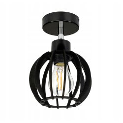 LAMPA KINKIET czarny na 1x E27 ścienny regulowany loft KULA Drewno czarne