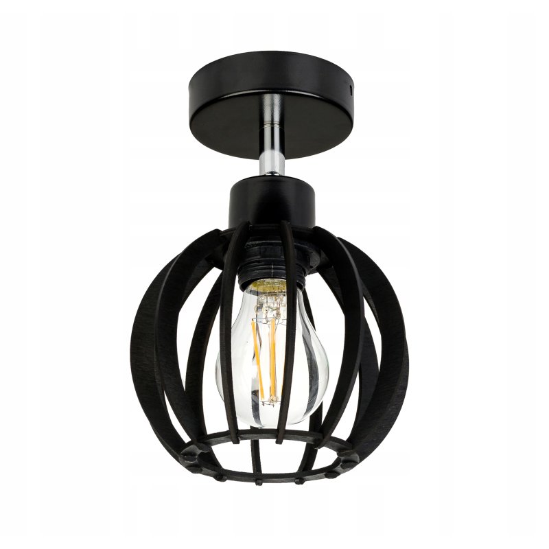 LAMPA KINKIET czarny na 1x E27 ścienny regulowany loft KULA Drewno czarne