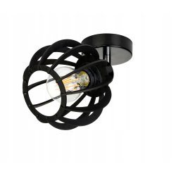 LAMPA KINKIET czarny na 1x E27 ścienny regulowany loft KULA Drewno czarne