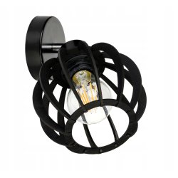 LAMPA KINKIET czarny na 1x E27 ścienny regulowany loft KULA Drewno czarne