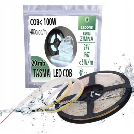 TAŚMA LED COB 24V 5w/m IP67...