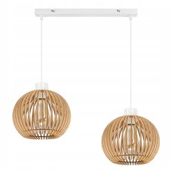 Lampa wisząca żyrandol zwis sufit klosz drewno 2