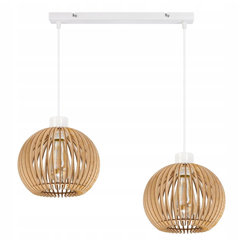 Lampa wisząca żyrandol zwis sufit klosz drewno 2