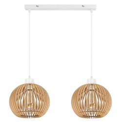 Lampa wisząca żyrandol zwis sufit klosz drewno 2