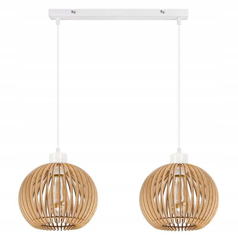 Lampa wisząca żyrandol zwis sufit klosz drewno 2
