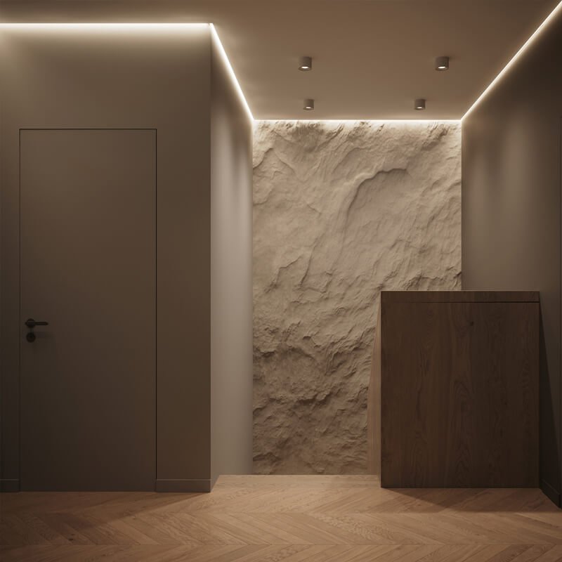 Korytarz z taśmami LED